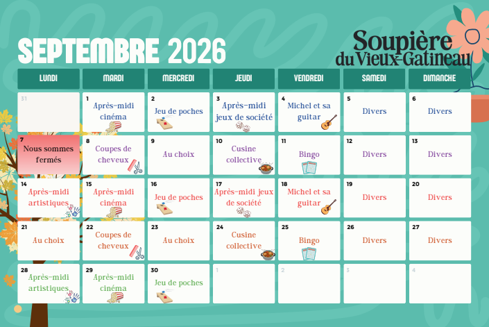 Calendrier septembre